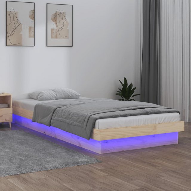 vidaXL Bettgestell Massivholzbett mit LEDs 100x200 cm Bett Bettrahmen Bettg günstig online kaufen