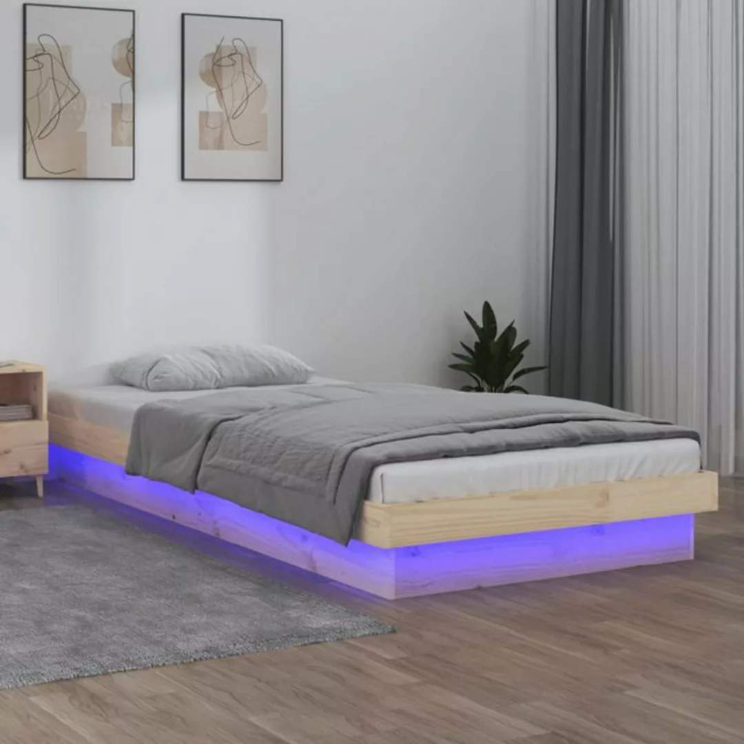 vidaXL Bettgestell Massivholzbett mit LEDs 100x200 cm Bett Bettrahmen Bettg günstig online kaufen