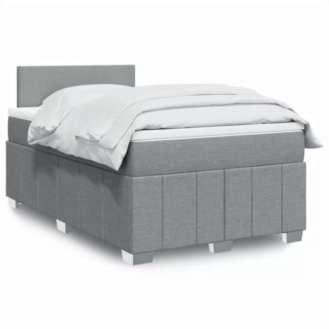 vidaXL Boxspringbett, Boxspringbett mit Matratze Hellgrau 120x200 cm Stoff günstig online kaufen