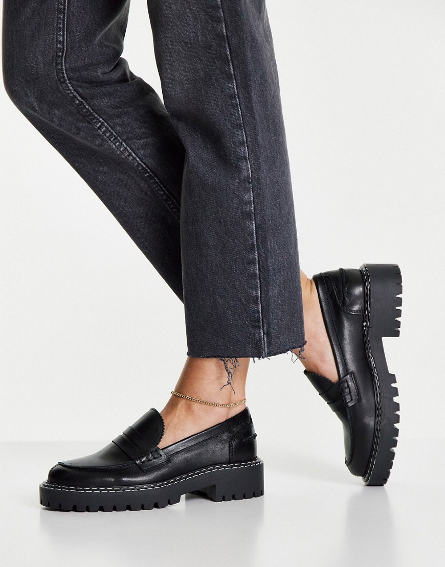 schuh – London – Loafer aus Leder in Schwarz mit dicker Sohle günstig online kaufen