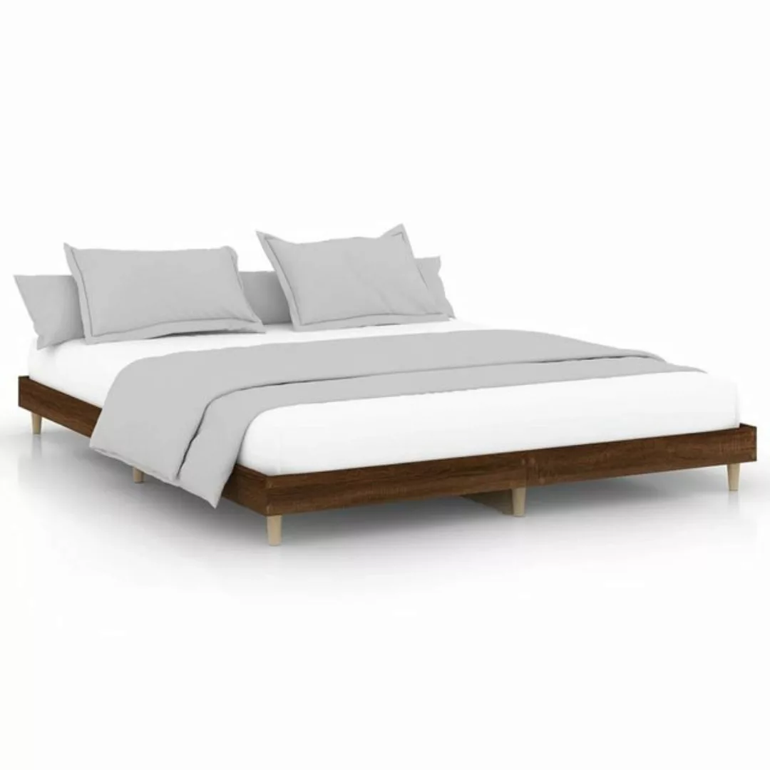 furnicato Bett Bettgestell Braun Eichen-Optik 200x200 cm Holzwerkstoff günstig online kaufen