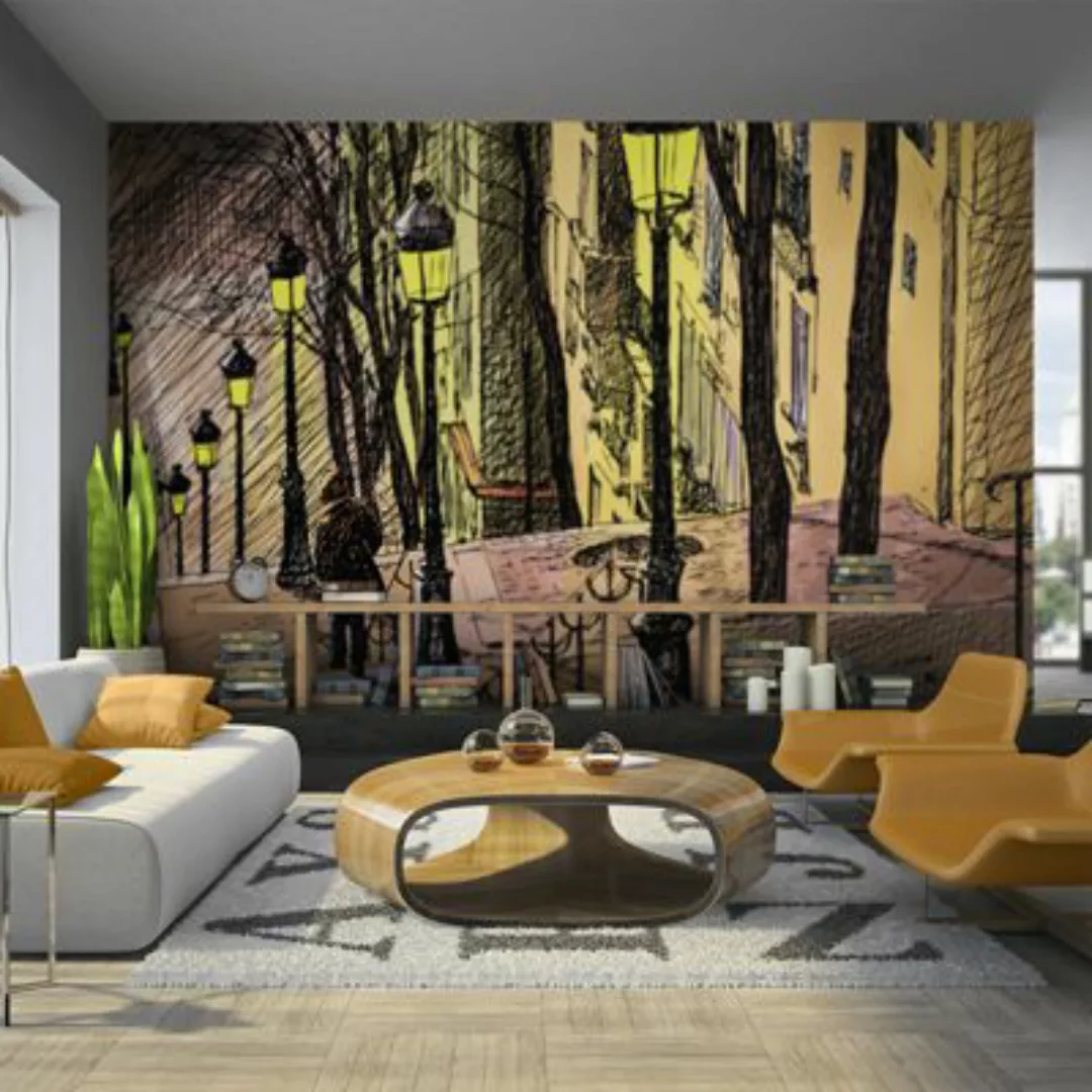 artgeist Fototapete Lonely walk through Montmartre mehrfarbig Gr. 200 x 154 günstig online kaufen