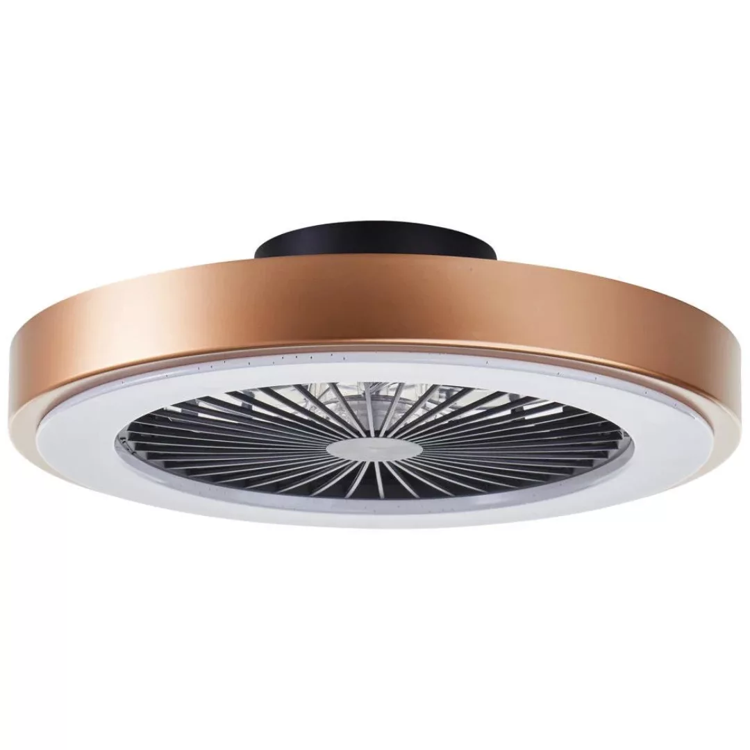 LED Deckenleuchte Slimline in Gold und Schwarz 40W 4700lm mit Ventilator günstig online kaufen