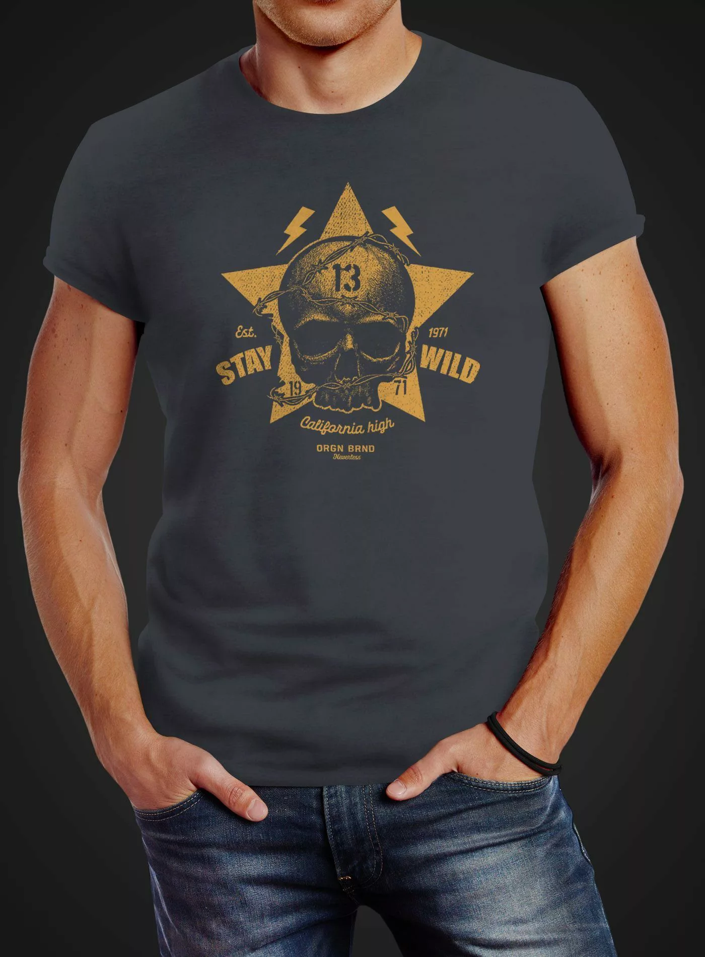 Neverless Print-Shirt Herren T-Shirt Printshirt Skull günstig online kaufen