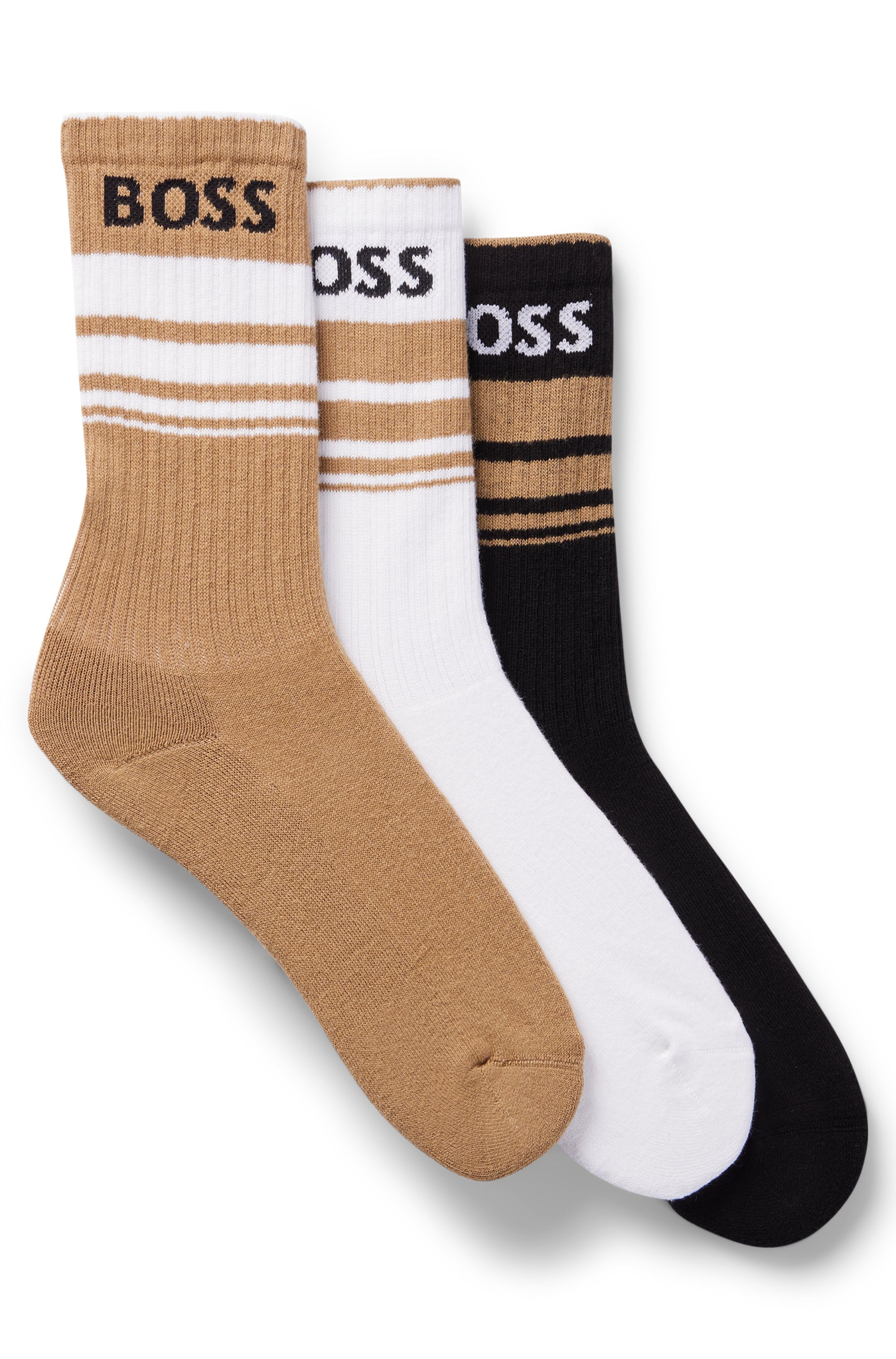 BOSS Freizeitsocken "3P QS Rib Stripe CC", (Packung, 3 Paar), mit BOSS Logo günstig online kaufen