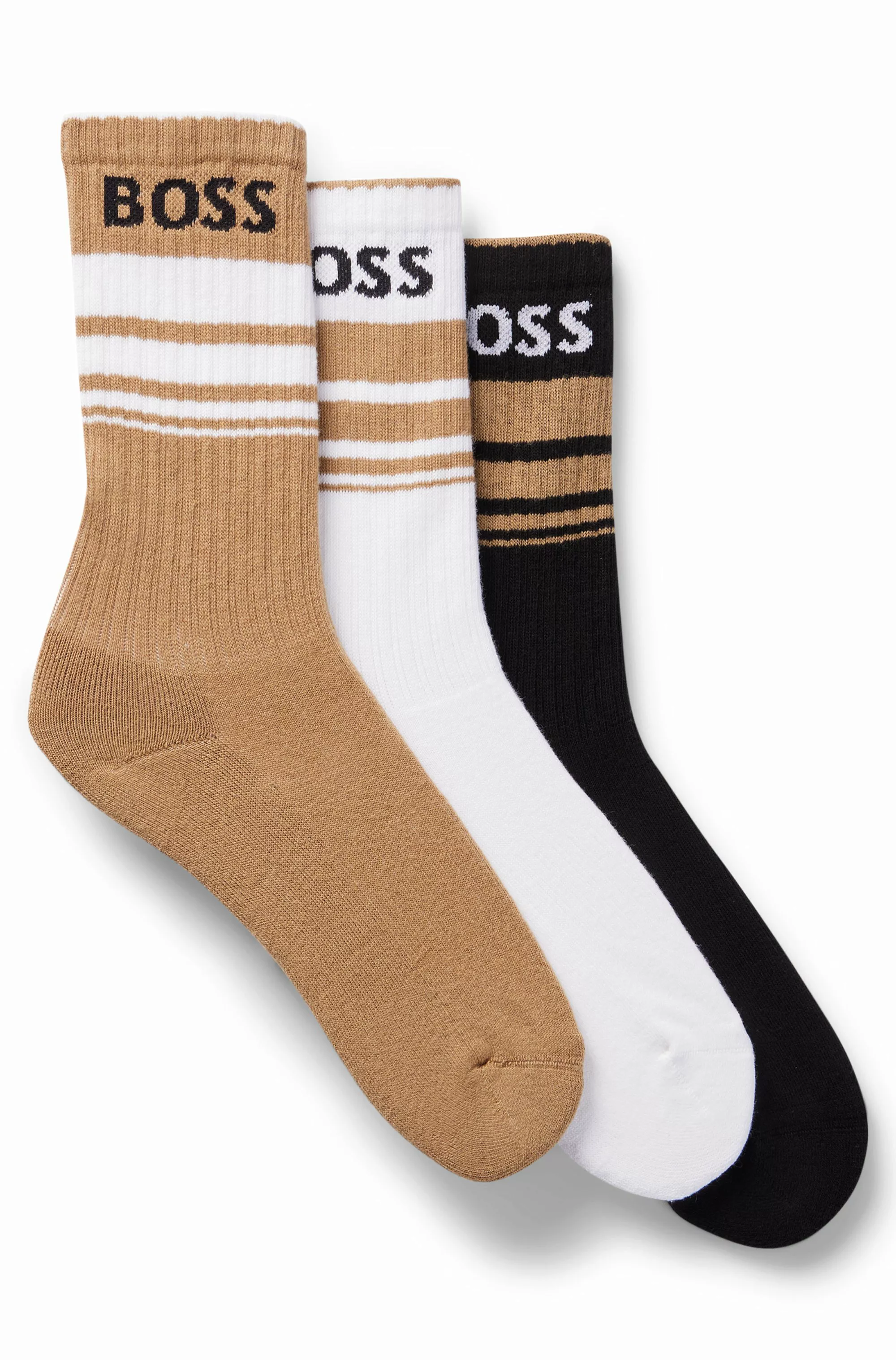 BOSS Freizeitsocken "3P QS Rib Stripe CC", (Packung, 3 Paar), mit BOSS Logo günstig online kaufen