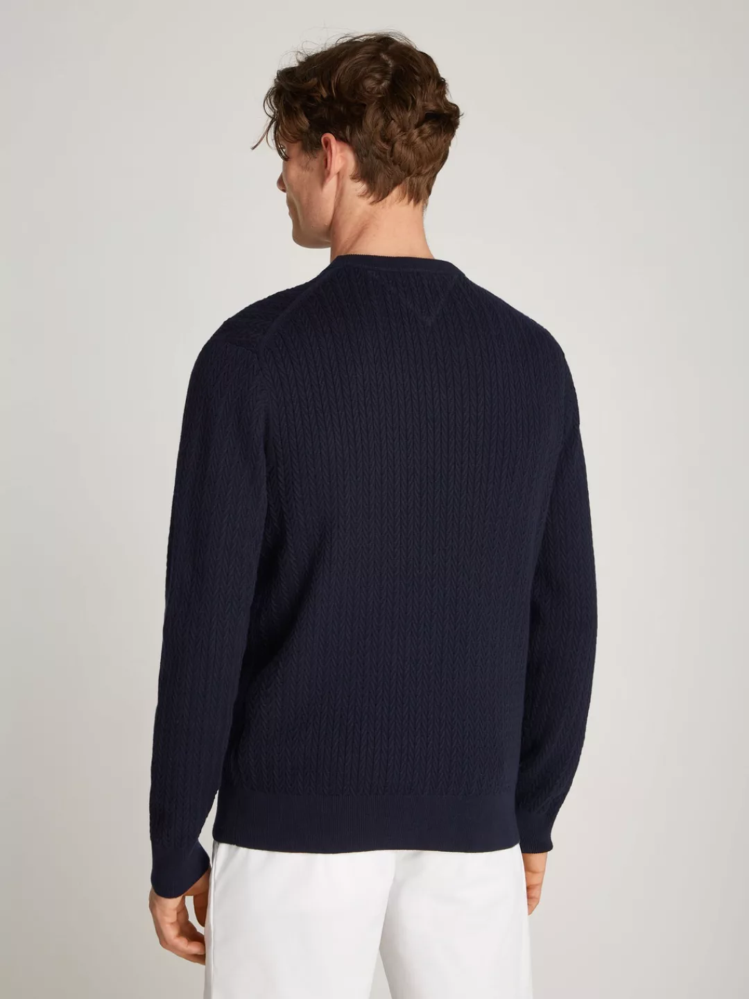 Tommy Hilfiger Strickpullover HERRINGBONE STRUCTURE C NK mit Zopfmuster günstig online kaufen