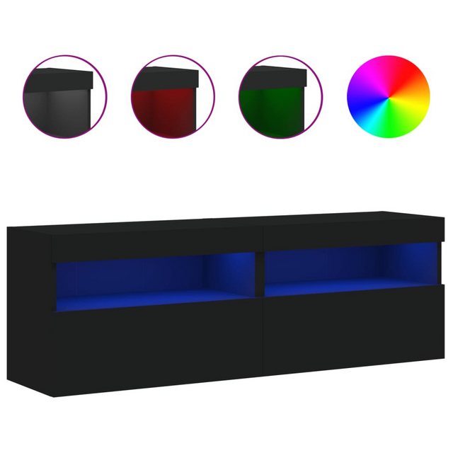 vidaXL TV-Schrank TV-Wandschränke mit LED-Leuchten 2 Stk. Schwarz 60x30x40 günstig online kaufen