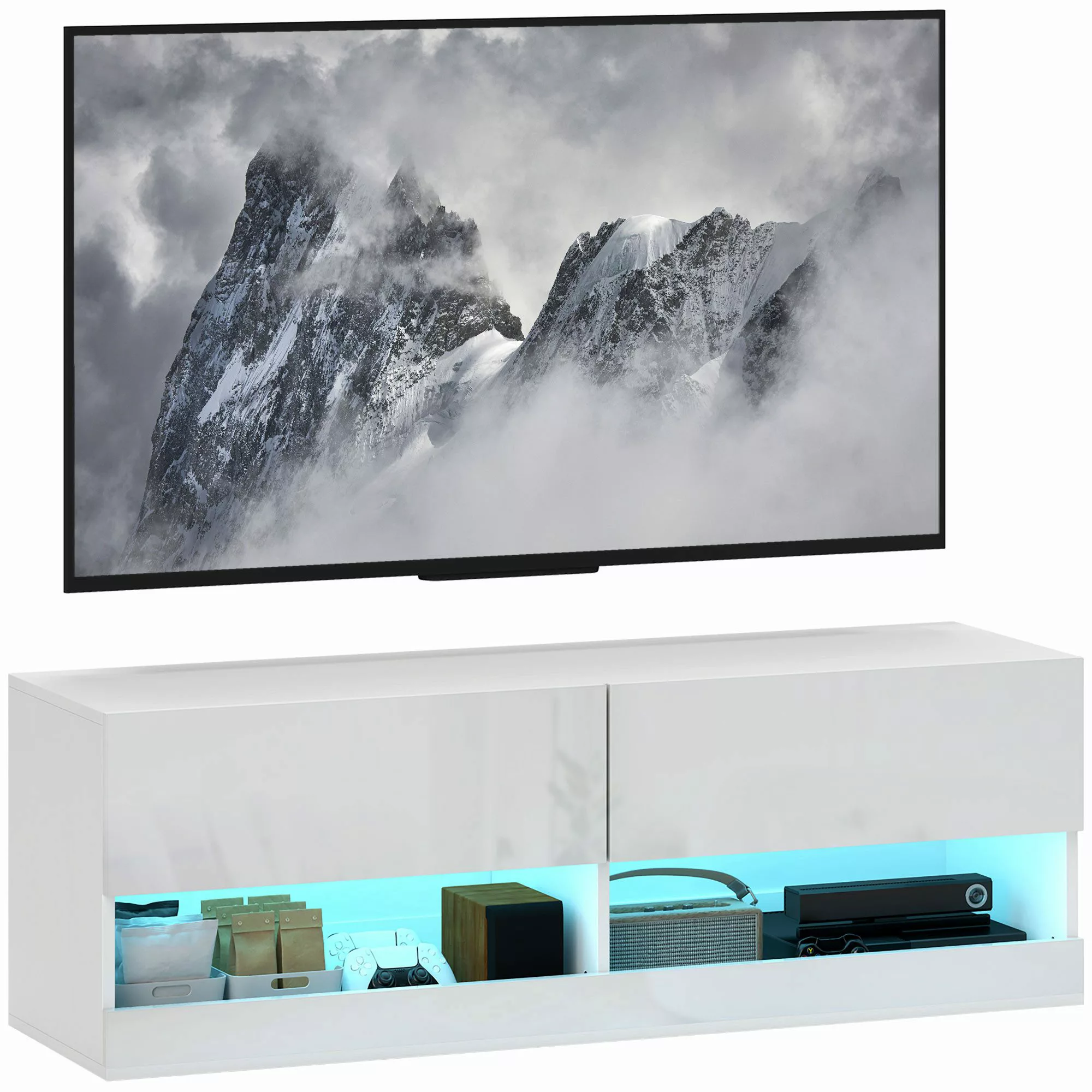 HOMCOM TV-Board TV-Hängeschrank mit bunter LED-Beleuchtung, günstig online kaufen