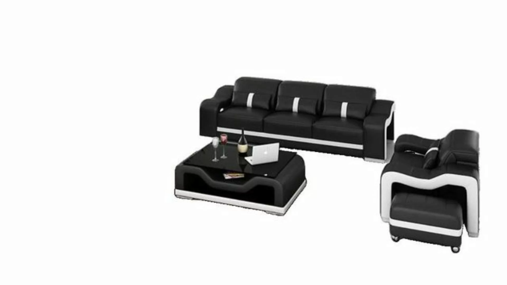 JVmoebel Sofa Große Schwarze Wohnlandschaft Garnitur 3+1+1 Sitzer Set Neu, günstig online kaufen