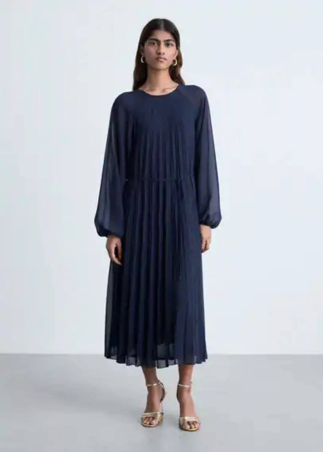 Plissée-Kleid mit Schleifengürtel günstig online kaufen