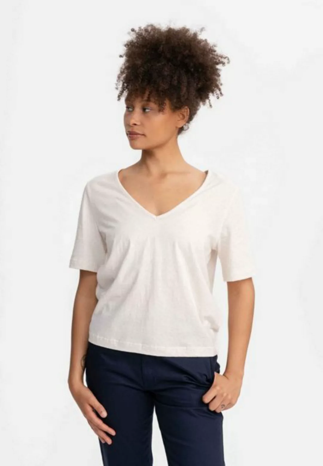 MELA Kurzarmshirt Damen V-Neck T-Shirt LALI günstig online kaufen