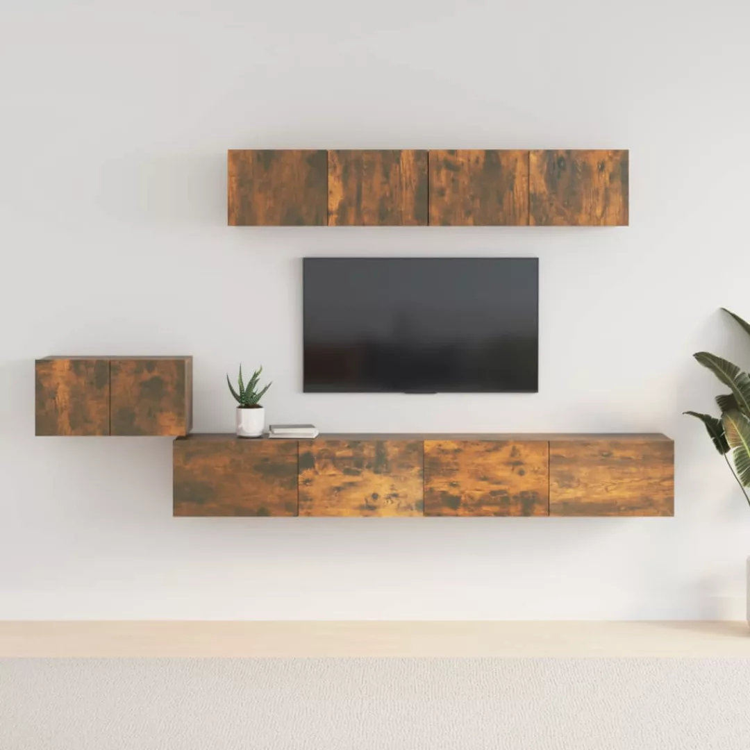 Vidaxl 5-tlg. Tv-schrank-set Räuchereiche Holzwerkstoff günstig online kaufen