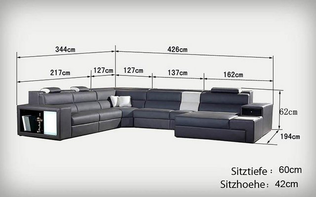 JVmoebel Ecksofa Design Polster Leder Ecke Leder Sitz Sofa Polster Eck Wohn günstig online kaufen