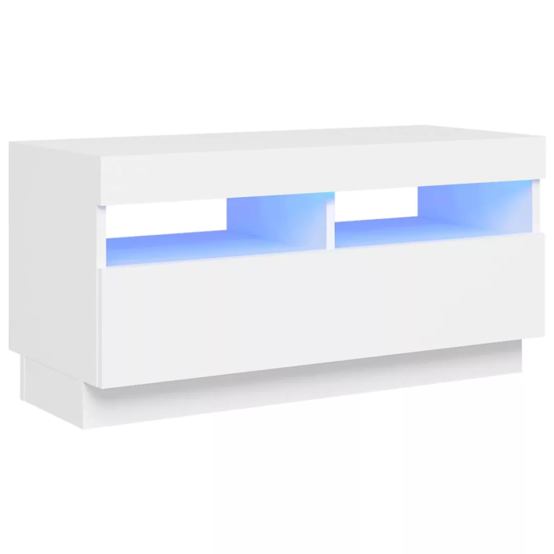 vidaXL TV-Schrank TV-Schrank mit LED-Leuchten Weiß 80x35x40 cm Lowboard günstig online kaufen