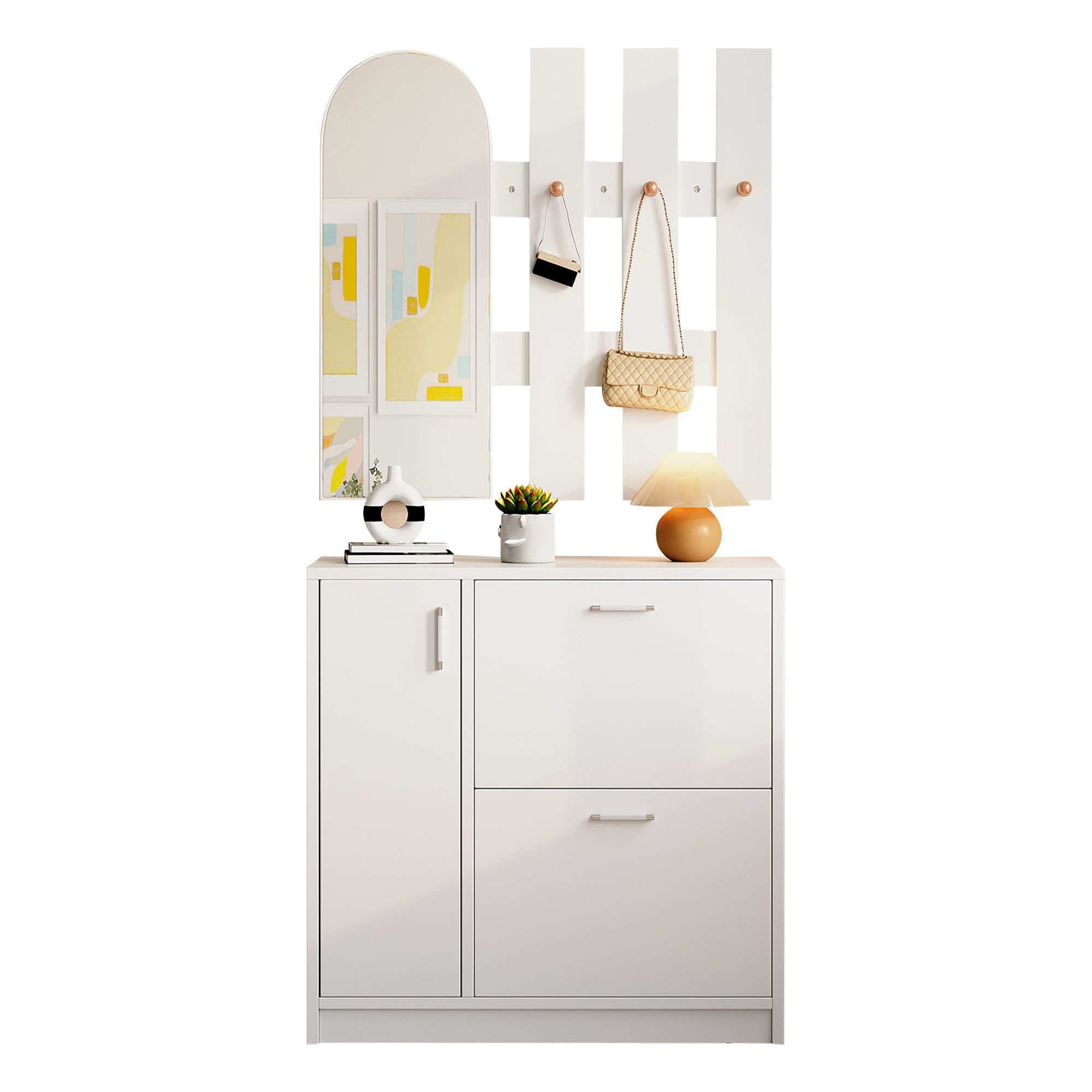 OKWISH Garderoben-Set Schuhschrank, Spiegel und Haken, günstig online kaufen
