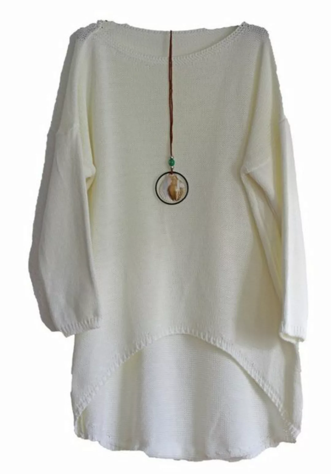 Charis Moda Longpullover Pullover lang asymmetrischer Schnitt mit Modeschmu günstig online kaufen