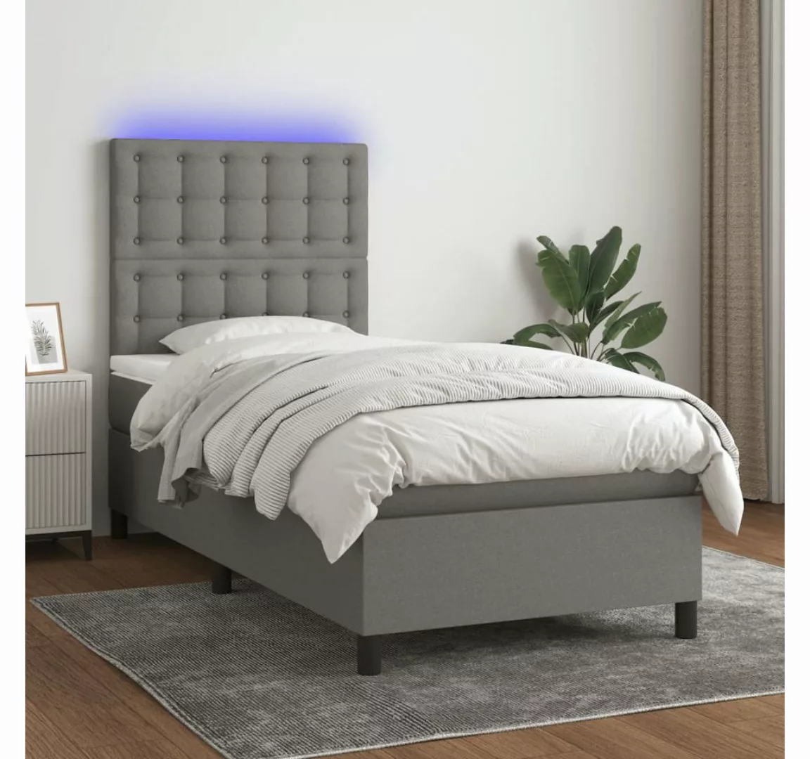 vidaXL Boxspringbett Boxspringbett mit Matratze LED Dunkelgrau 80x200 cm St günstig online kaufen