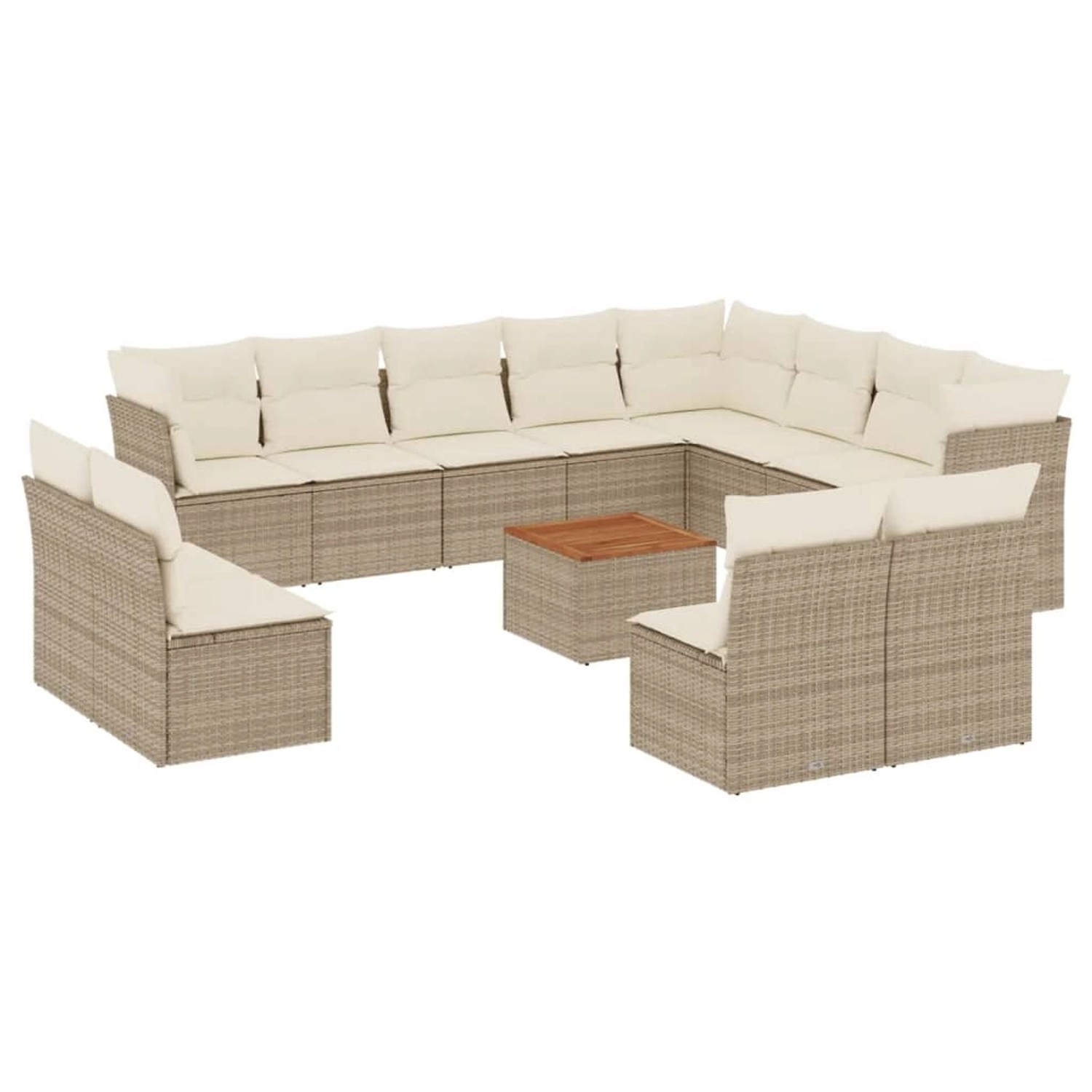 vidaXL 13-Tlg Garten-Sofagarnitur mit Kissen Beige Poly Rattan 3256261 günstig online kaufen