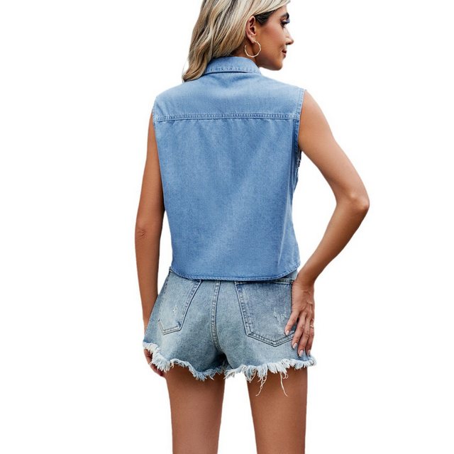 KIKI T-Shirt Revers-Schnürhemd-Oberteil, Jeans-Crop-Top günstig online kaufen
