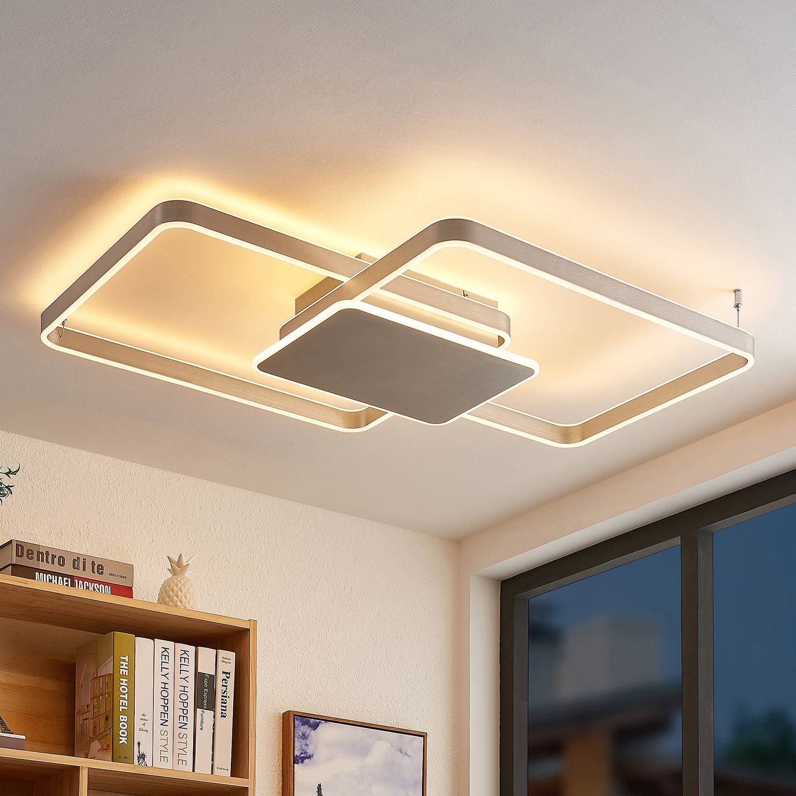 Lucande Kadira LED-Deckenlampe, 102 cm, nickel günstig online kaufen