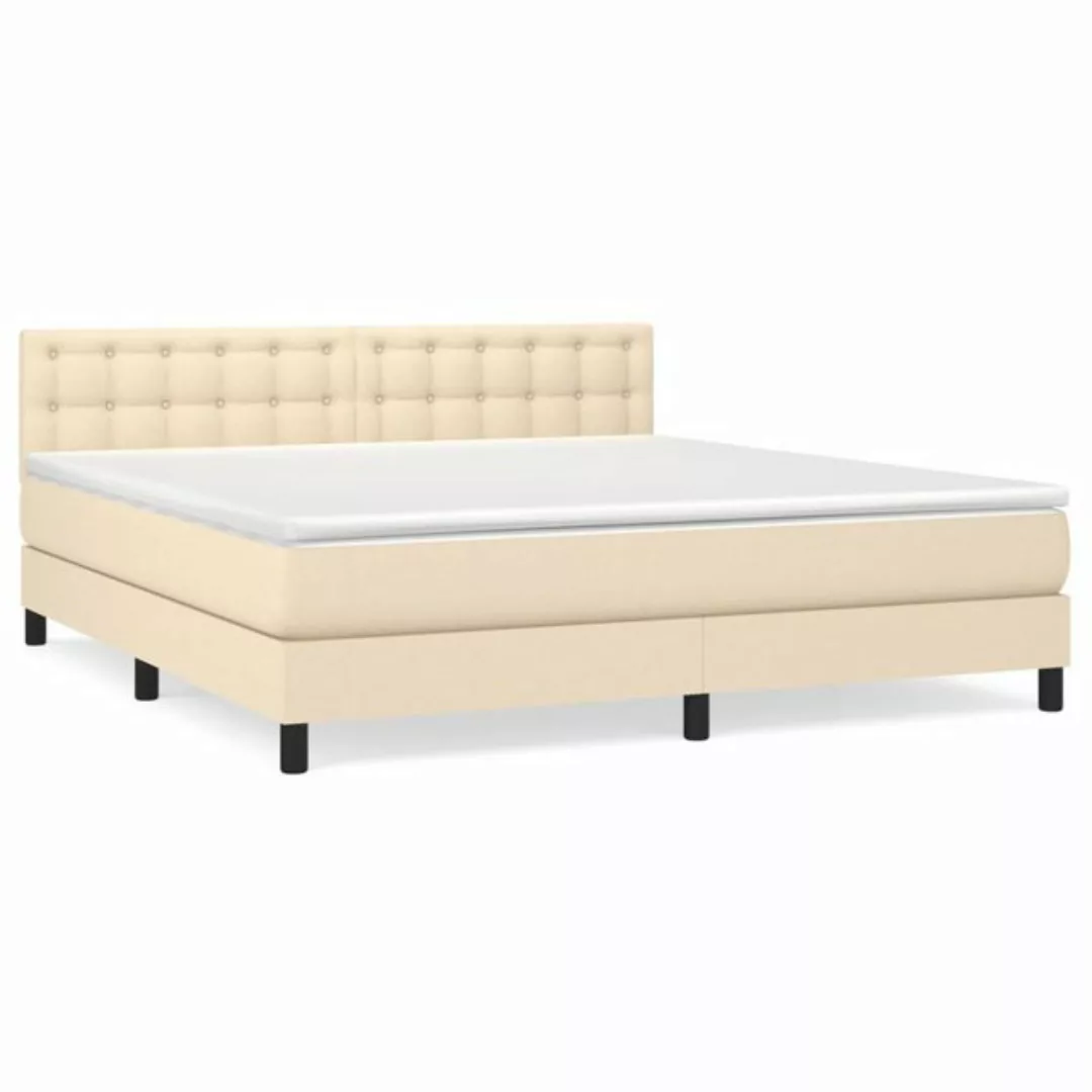 vidaXL Bettgestell Boxspringbett mit Matratze Creme 160x200 cm Stoff Bett B günstig online kaufen