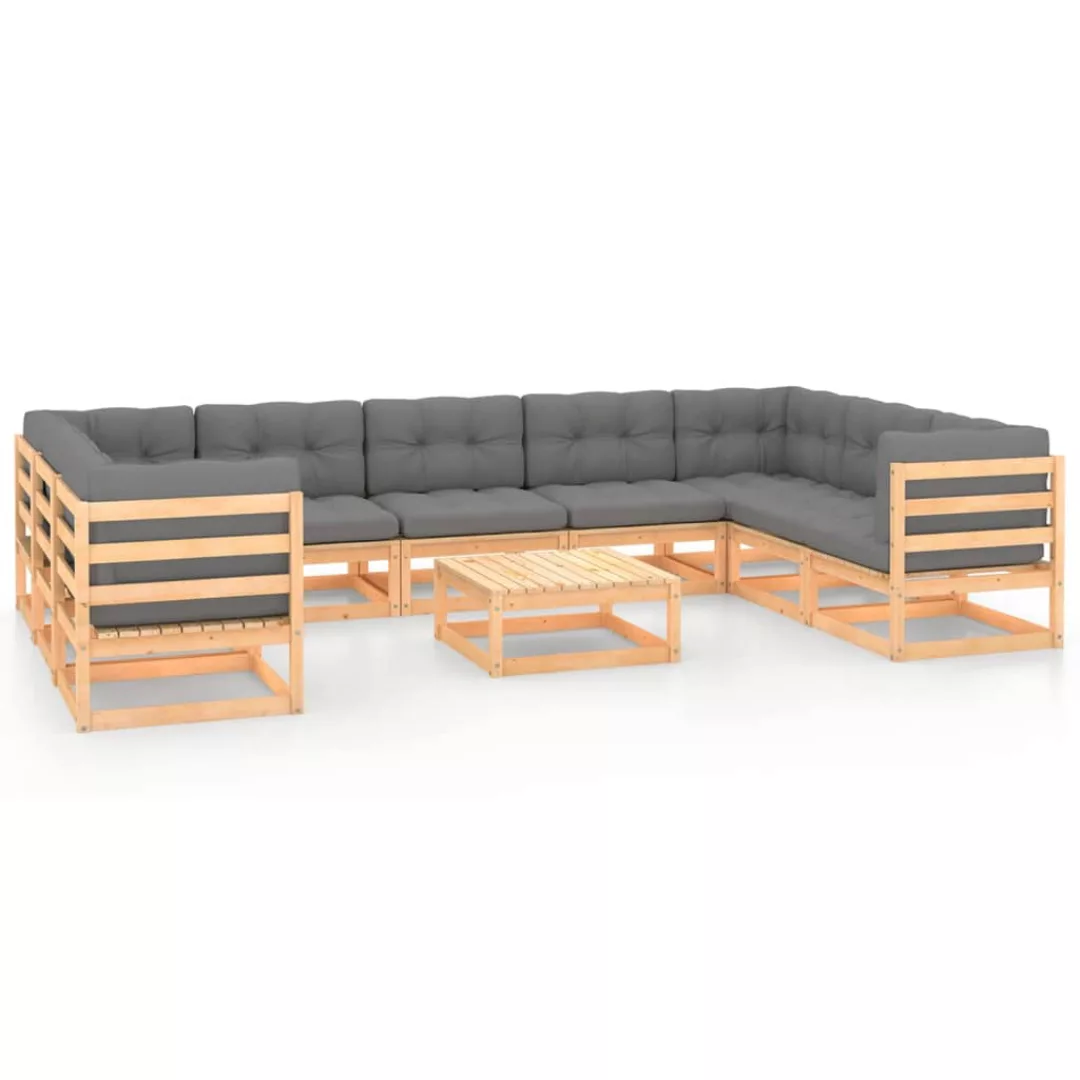 10-tlg. Garten-lounge-set Mit Kissen Massivholz Kiefer günstig online kaufen