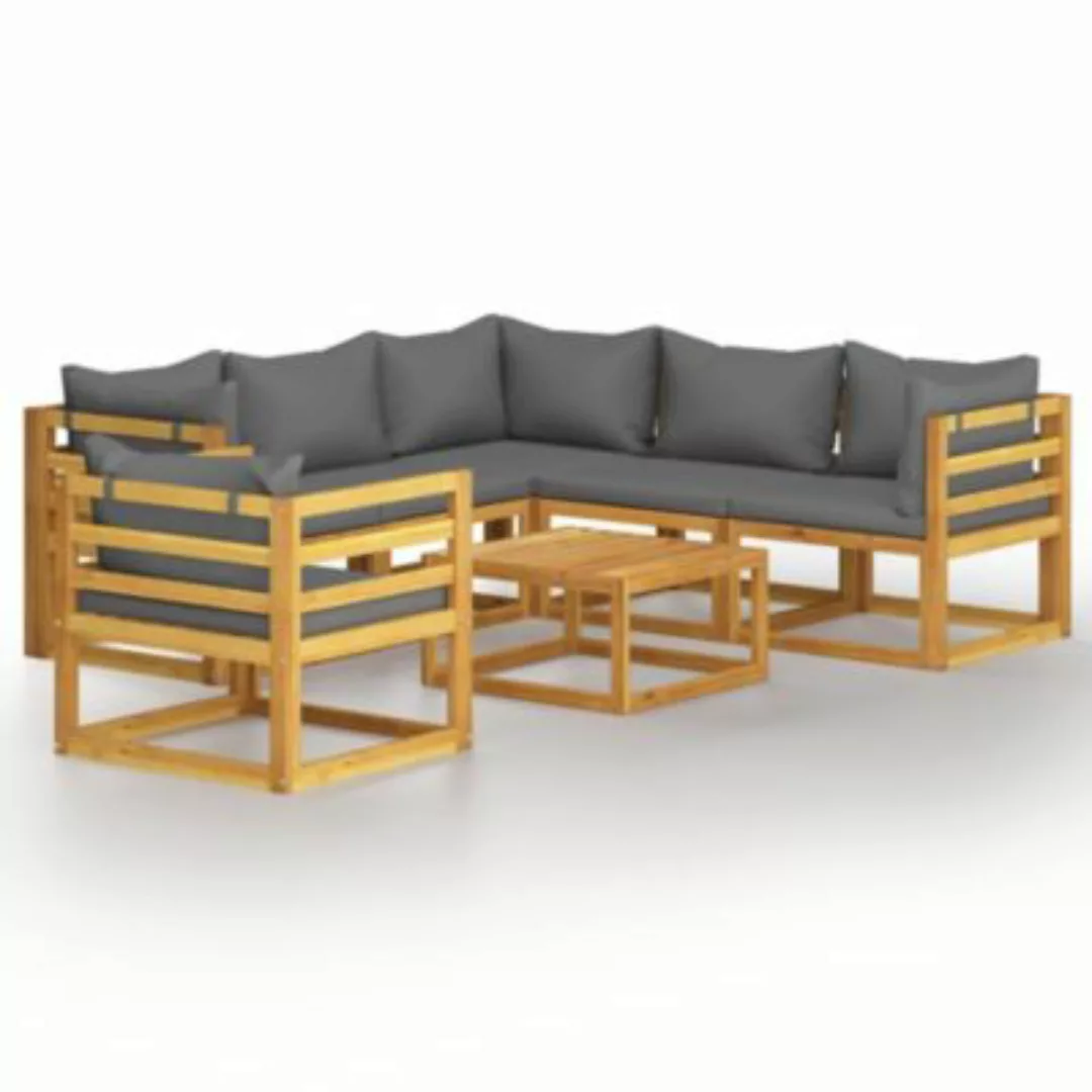 7-tlg. Garten-lounge-set Mit Auflagen Massivholz Akazie günstig online kaufen