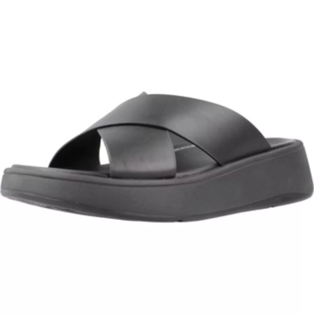 FitFlop  Pantoffeln F-MODE LEATHER FLATFORM CROSS SLIDES All Black günstig online kaufen