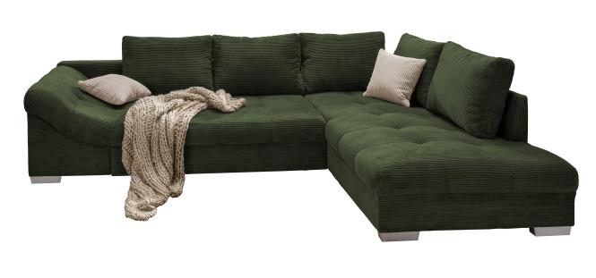 Ecksofa mit Schlaffunktion Cord Grün 202 x 298 cm ALVITO günstig online kaufen