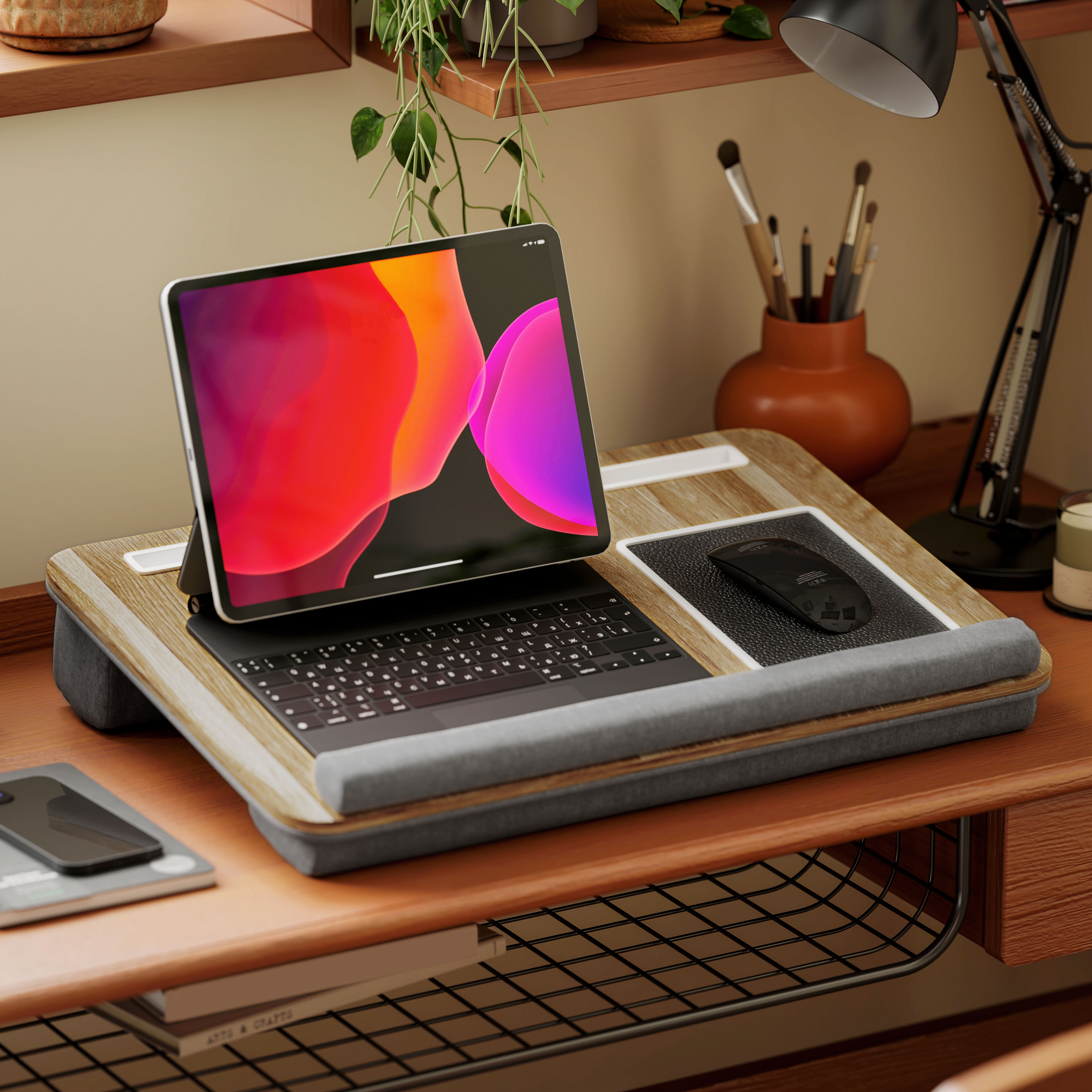 HOMCOM Laptop-Ständer Bett Laptop-Tisch mit Nackenrolle, Tablet- oder Handy günstig online kaufen