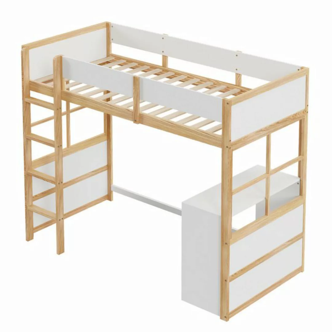 SeedWave Hochbett Holz-Hochbett mit Schreibtisch, Kinderbett Holzbett mit V günstig online kaufen