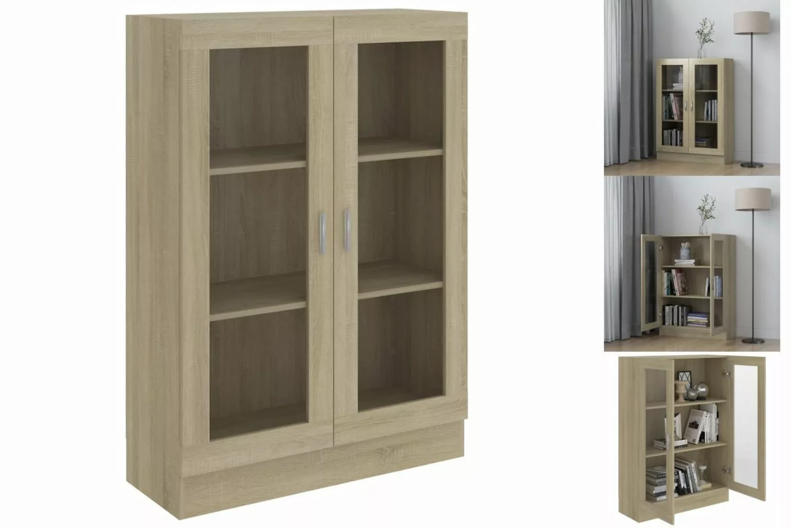 vidaXL Vitrine Bücherschrank Vitrinenschrank Vitrine Sonoma-Eiche 82,5x30,5 günstig online kaufen