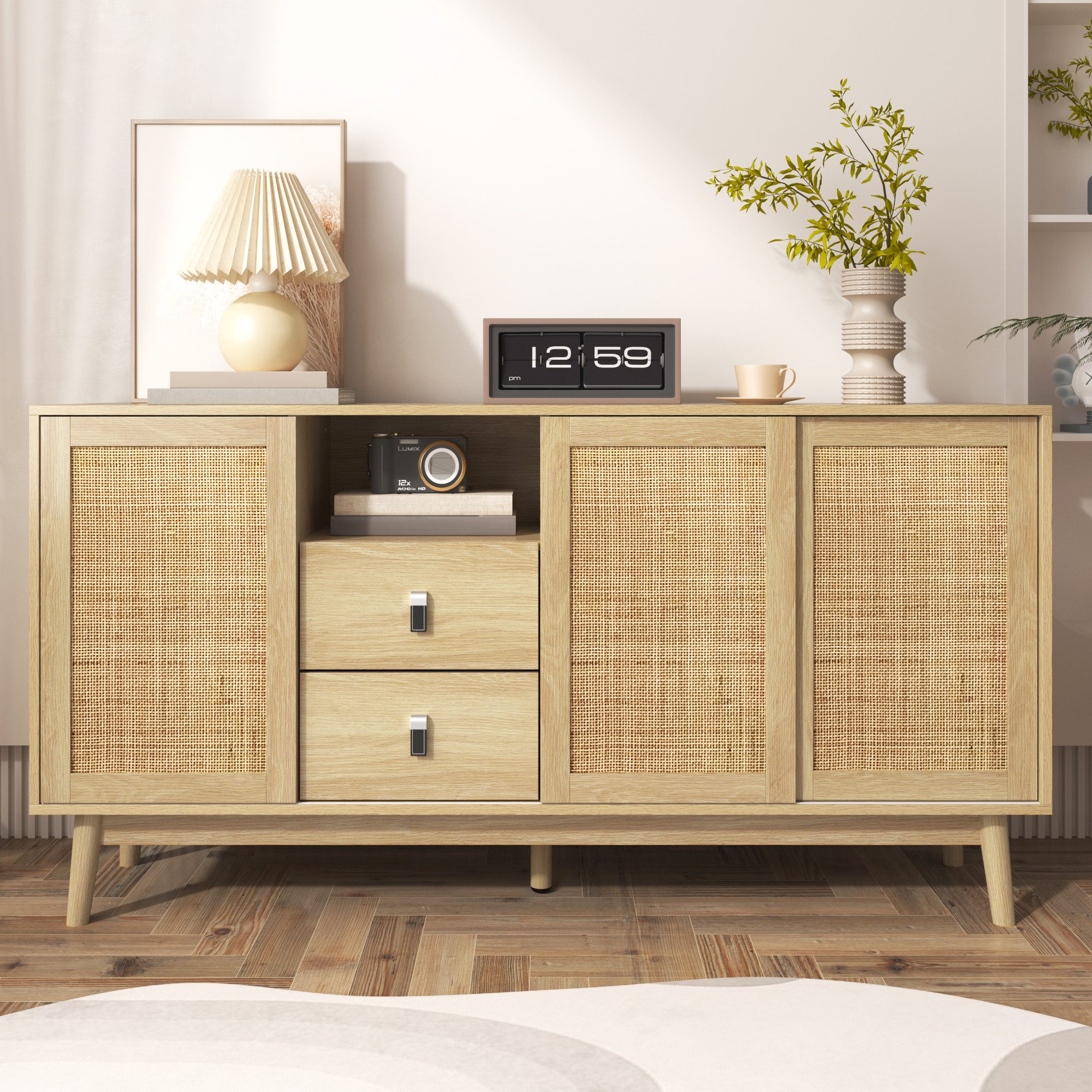 Refined Living Sideboard Rattan-Sideboard mit Schiebetüren, günstig online kaufen