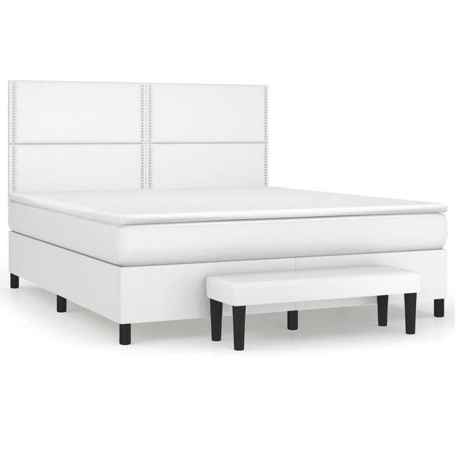 vidaXL Boxspringbett Boxspringbett mit Matratze und Fusshocker Kunstleder ( günstig online kaufen