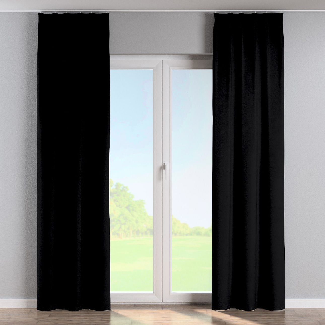 Vorhang mit flämischen 2-er Falten, schwarz, Crema (179-11) günstig online kaufen
