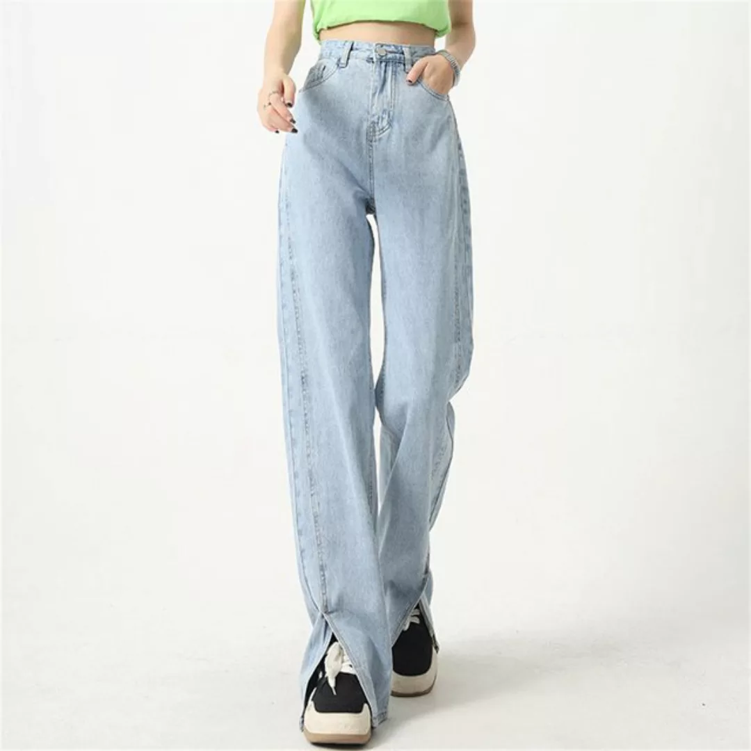 RUZU UG Slouchy Jeans Sommerliche Slim-Fit-Jeans im vielseitigen Retro-Stil günstig online kaufen