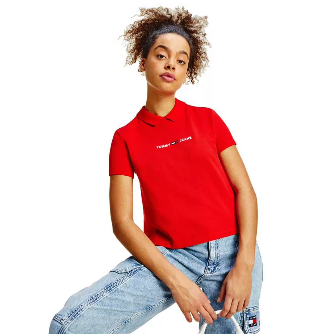 Tommy Jeans Regular Linear Kurzarm-poloshirt S Deep Crimson günstig online kaufen