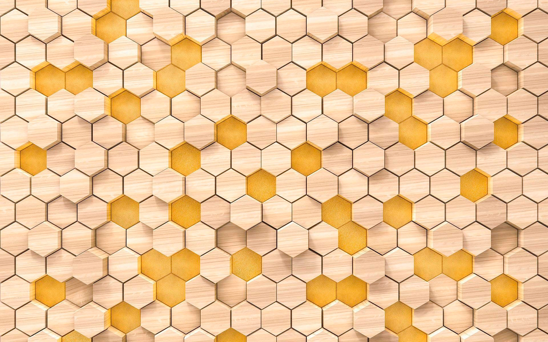 Sanders & Sanders Fototapete Hexagon Beige und Gelb 400 x 250 cm 611883 günstig online kaufen