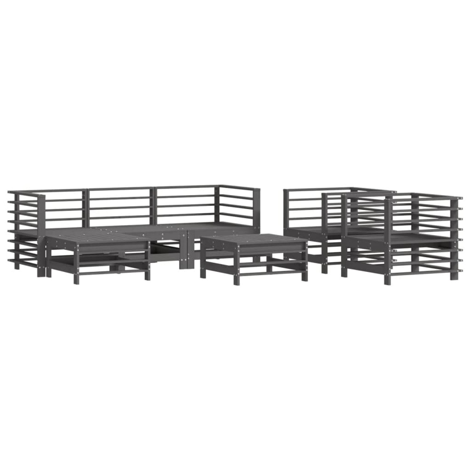 vidaXL 7-tlg Garten-Lounge-Set Grau Massivholz Kiefer Modell 32 günstig online kaufen