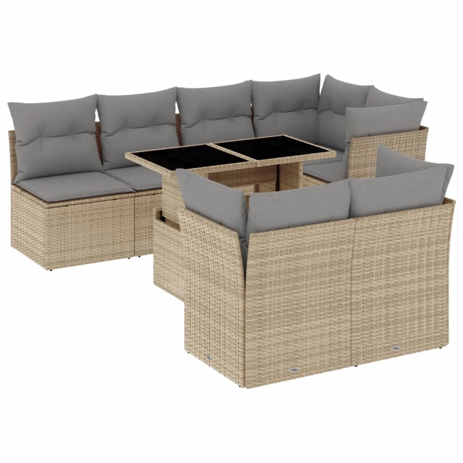 vidaXL 8-tlg Garten-Sofagarnitur mit Kissen Beige Poly Rattan Modell 332 günstig online kaufen