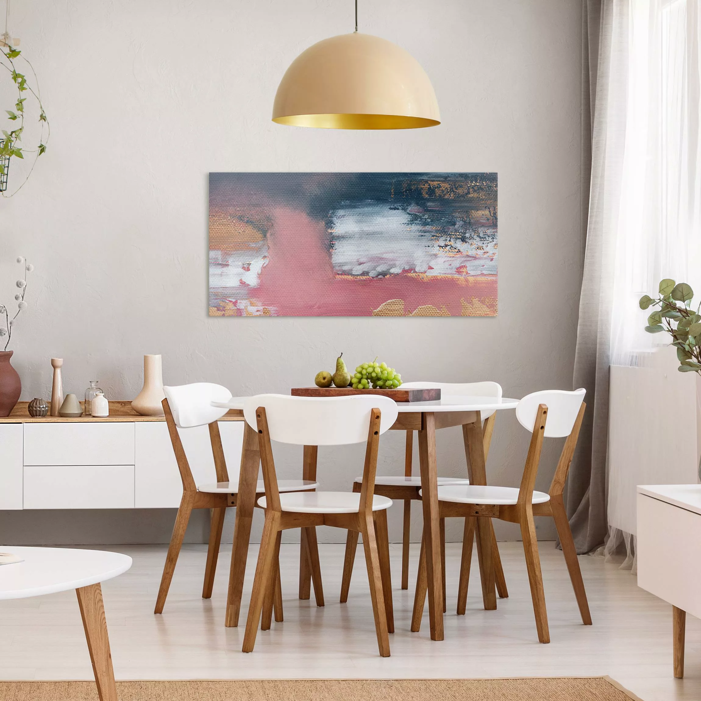 Leinwandbild Rosa Sturm mit Gold günstig online kaufen