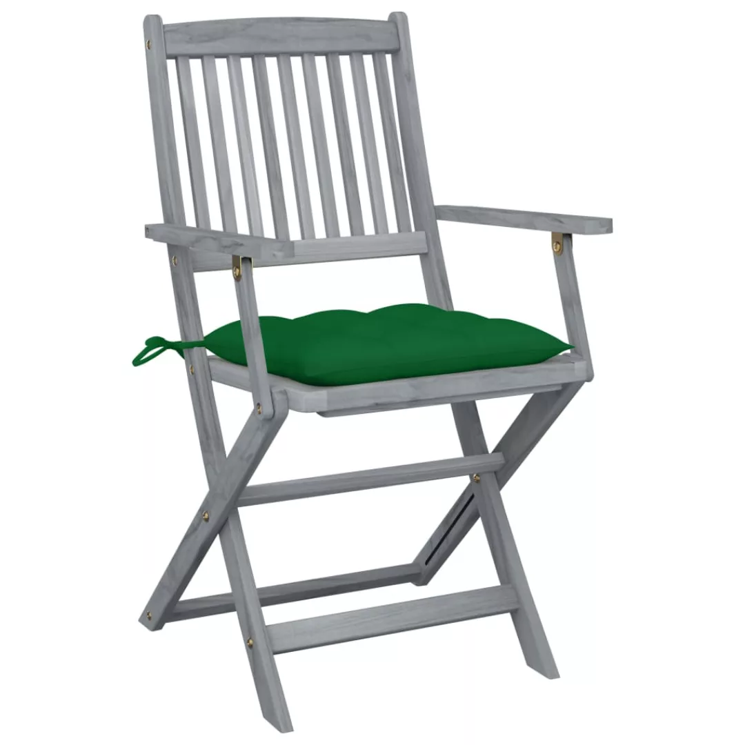 Klappbare Gartenstühle 2 Stk. Mit Kissen Massivholz Akazie günstig online kaufen