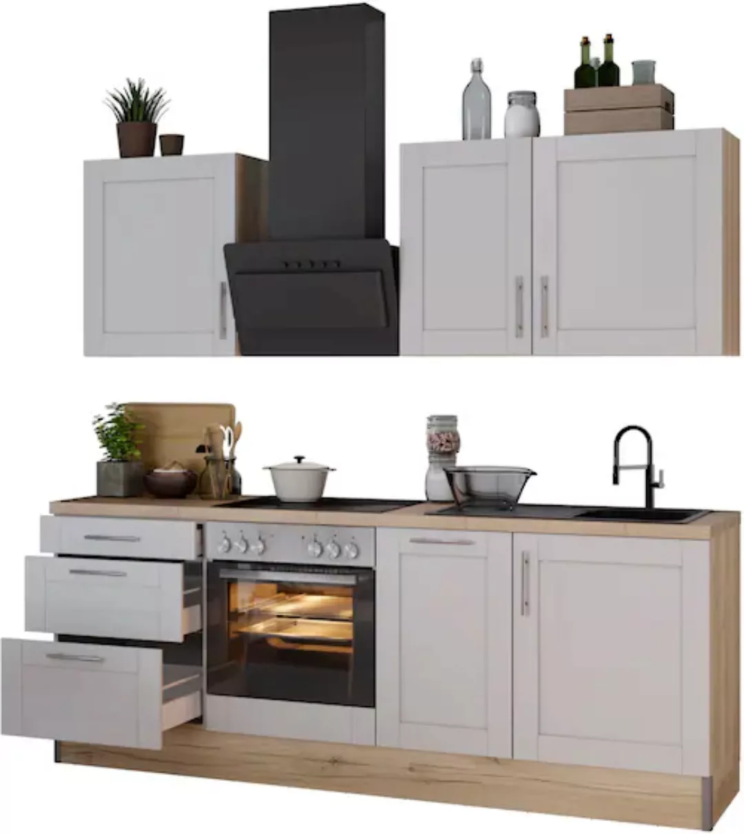 KOCHSTATION Küche »KS-Ahus«, Breite 225 cm,wahlweise mit E-Geräten,MDF Fron günstig online kaufen