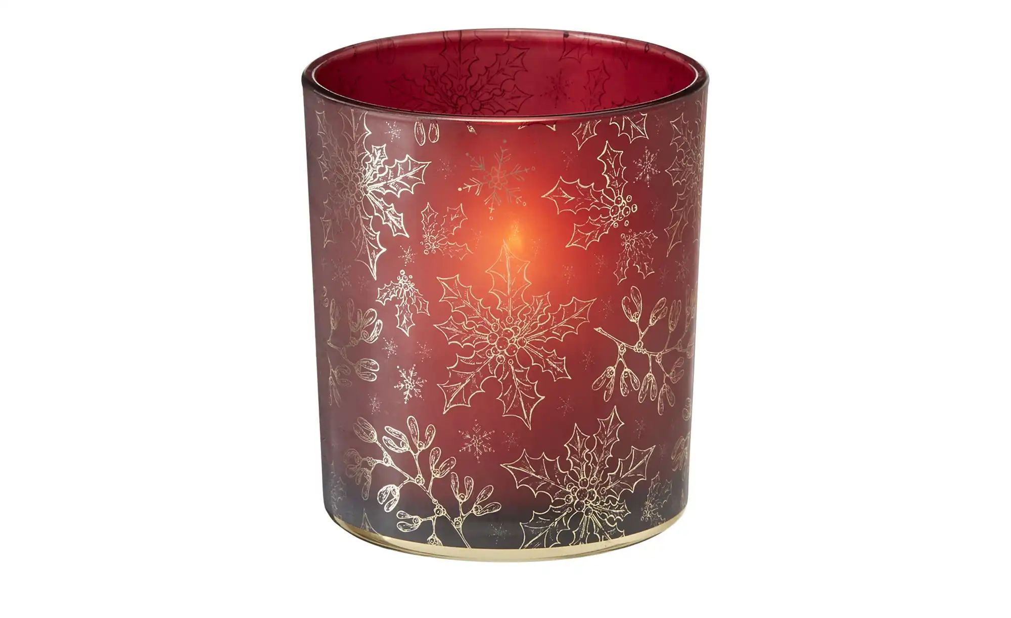 HOME STORY Windlicht ¦ rot ¦ Glas  ¦ Maße (cm): H: 10  Ø: 8.8 Weihnachten - günstig online kaufen