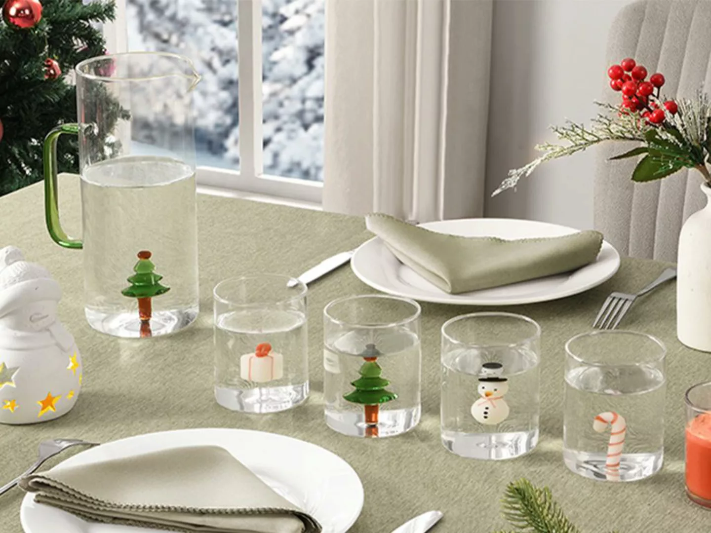Krug + Gläser 4er-Set - Weihnachtsmotive - SCOPA günstig online kaufen