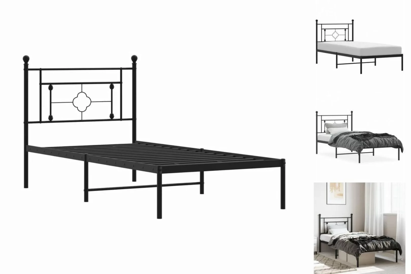 vidaXL Bettgestell Bettgestell mit Kopfteil Metall Weiß 100x190 cm Bett Bet günstig online kaufen