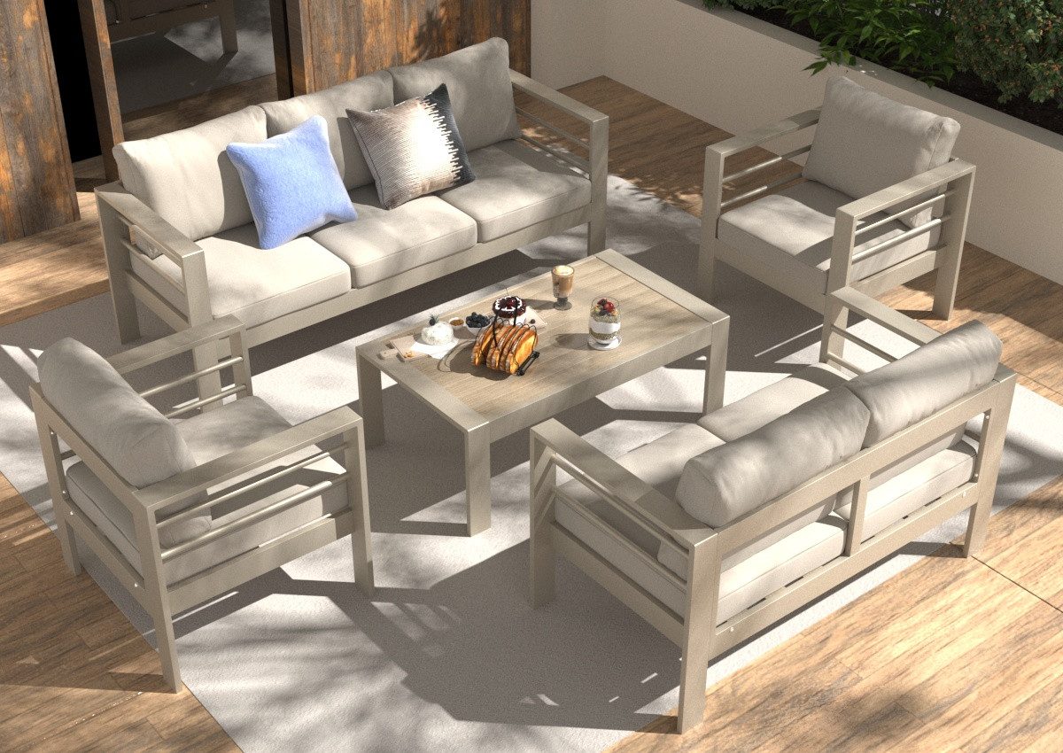 MeXo Gartenlounge-Set Gartenmöbel Set Aluminium 6-7 günstig online kaufen