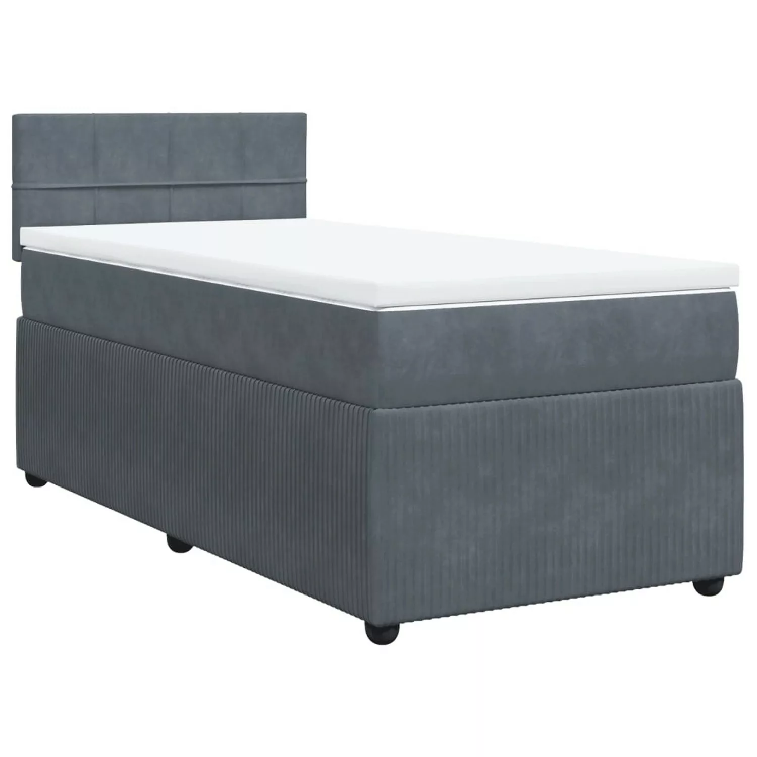 vidaXL Boxspringbett, Boxspringbett mit Matratze Dunkelgrau 100x200 cm Samt günstig online kaufen