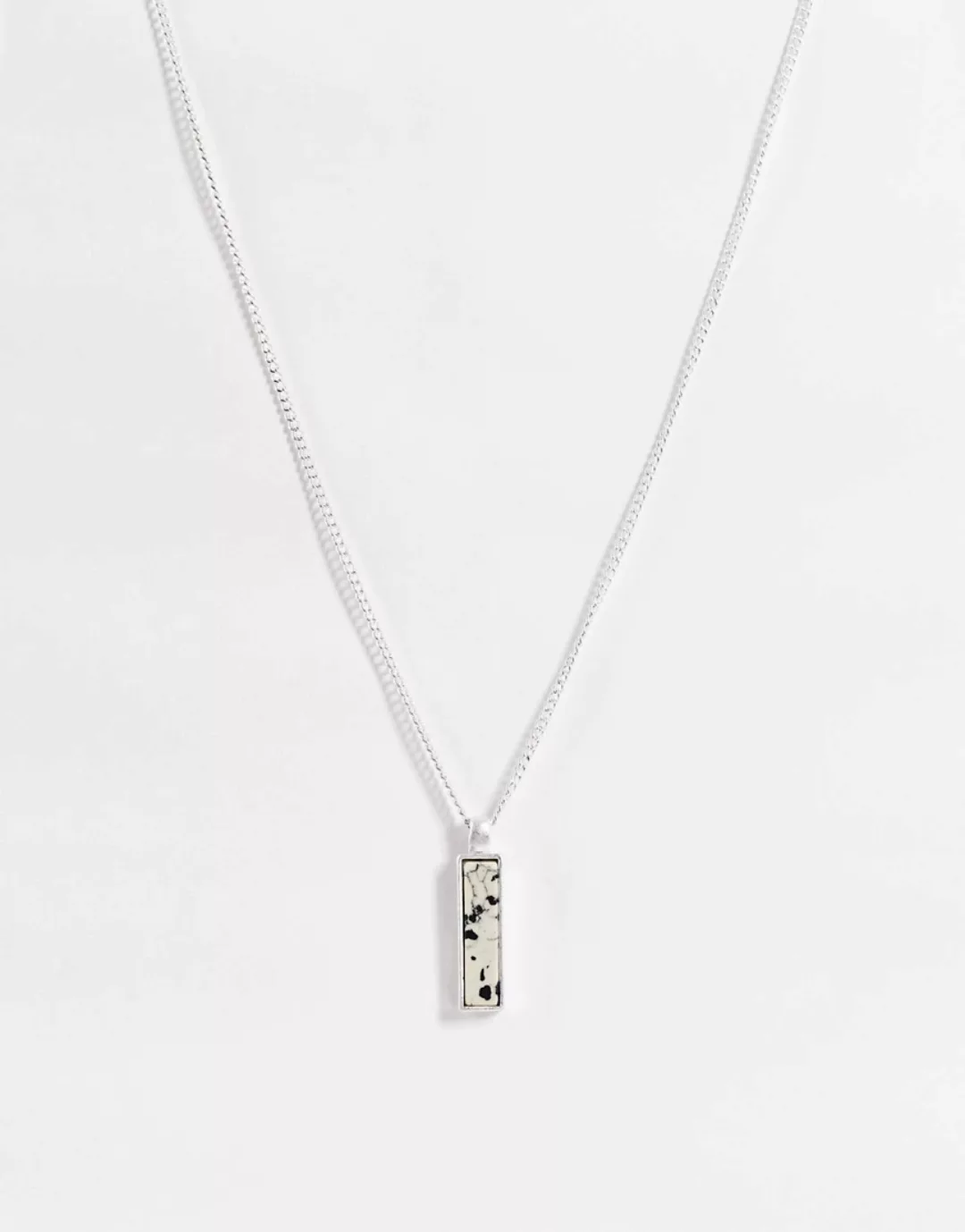 Icon Brand – Silberfarbene Halskette mit Marmoranhänger günstig online kaufen